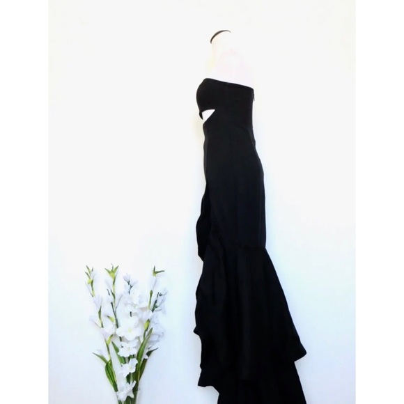 LULUS Fabulous Festivities Strapless Ruffled Trumpet Dress Black SZ S - Picture 9 of 12